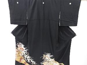 アンティーク　金彩花車に若松模様刺繍留袖(比翼付き)